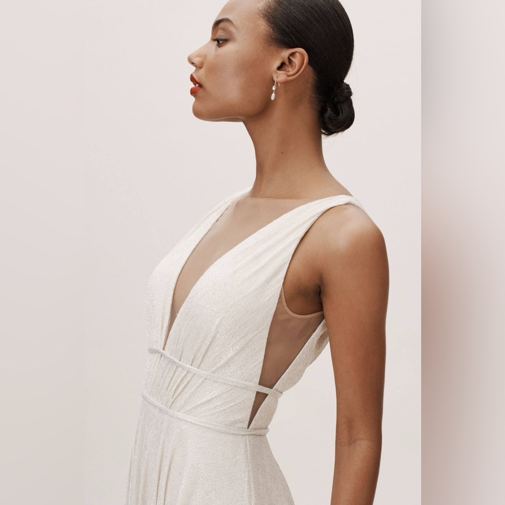 NWT BHLDN x JENNY YOO •RARE• Carmen Shimmer Maxi Dress Size 6 - Picture 3 of 16